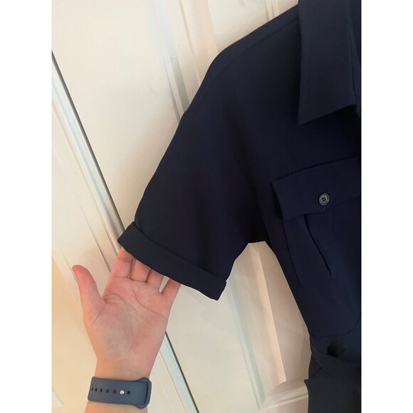 Anthropologie Greylin Delton Utility Navy‎ Blue Structured Romper Sz Small - Picture 4 of 6